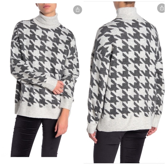 Vince Camuto | Cozy Houndstooth Turtleneck Sweater - Picture 1 of 8
